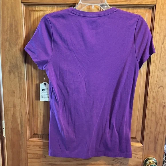 St. John's Bay Purple Short Sleeve V-Neck Tee - Picture 4 of 4
